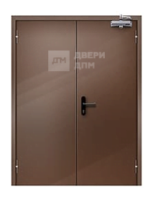 Коричневая противопожарная дверь EIS двупольная глухая ДП-662